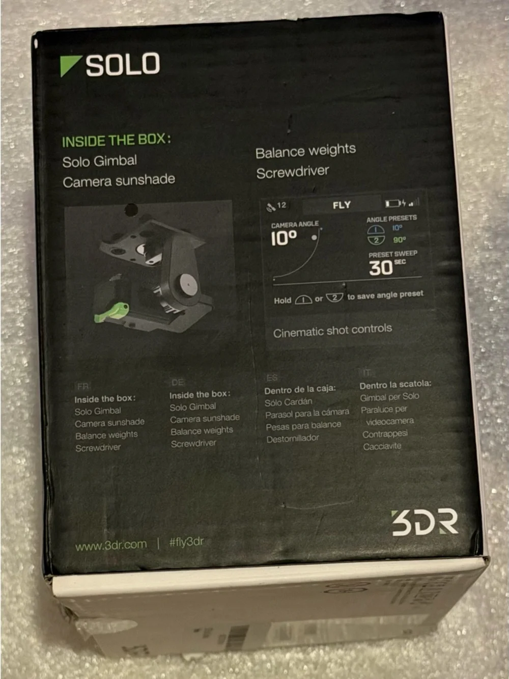 solo The smart Drone Go Pro 3-Axis Gimbal Mount in Black with Green Accent